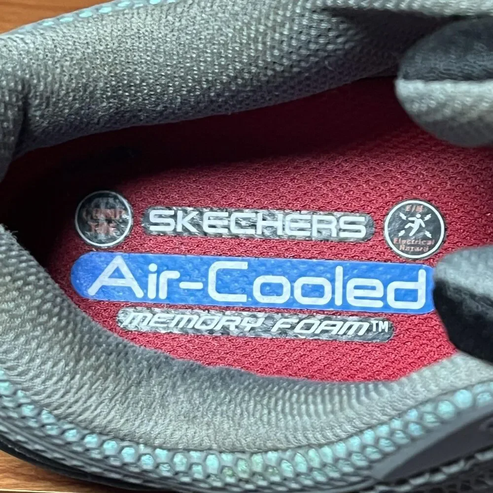 Skechers Work Shoes Womens Size 7 Blue Gray Composite Safety Toe Memory Foam PPE